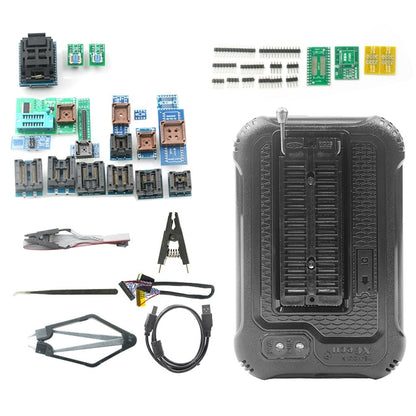 T48 programmer kit with multiple adapter boards, cables, and probe accessories