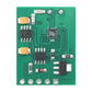 Single green circuit board with IC chip, small components, and solder pads