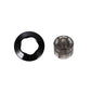 Black metal cap ring with smooth edge and included removal tool