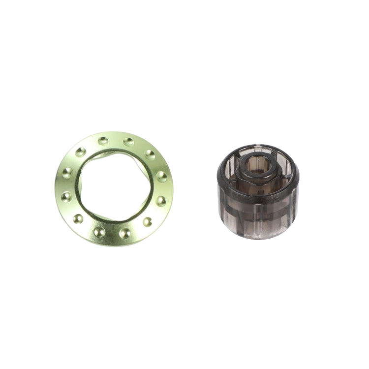 Green metal cap ring with five studs and included removal tool