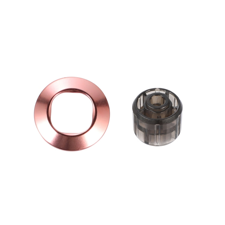 Rose pink metal cap ring with smooth edge and included removal tool