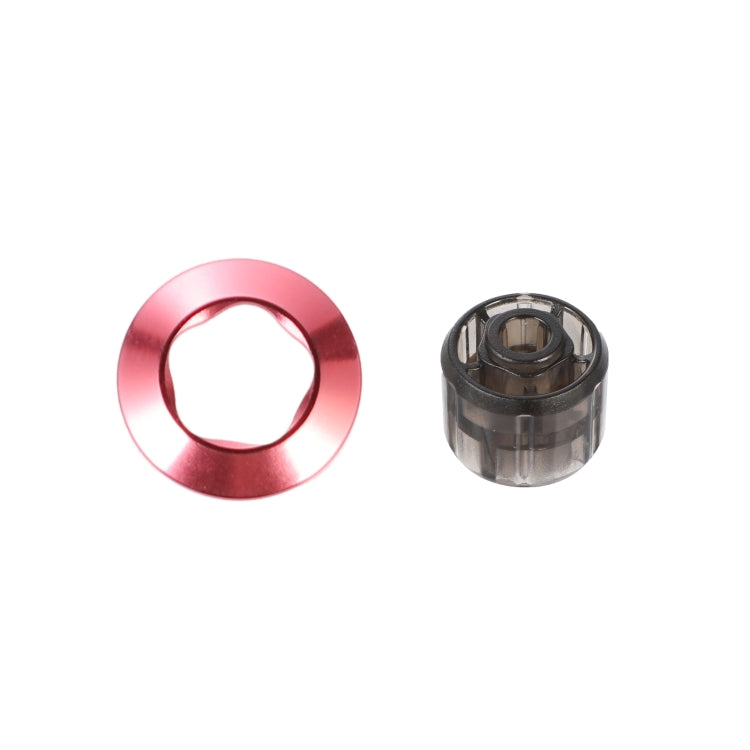 Rose red metal cap ring with smooth edge and included removal tool