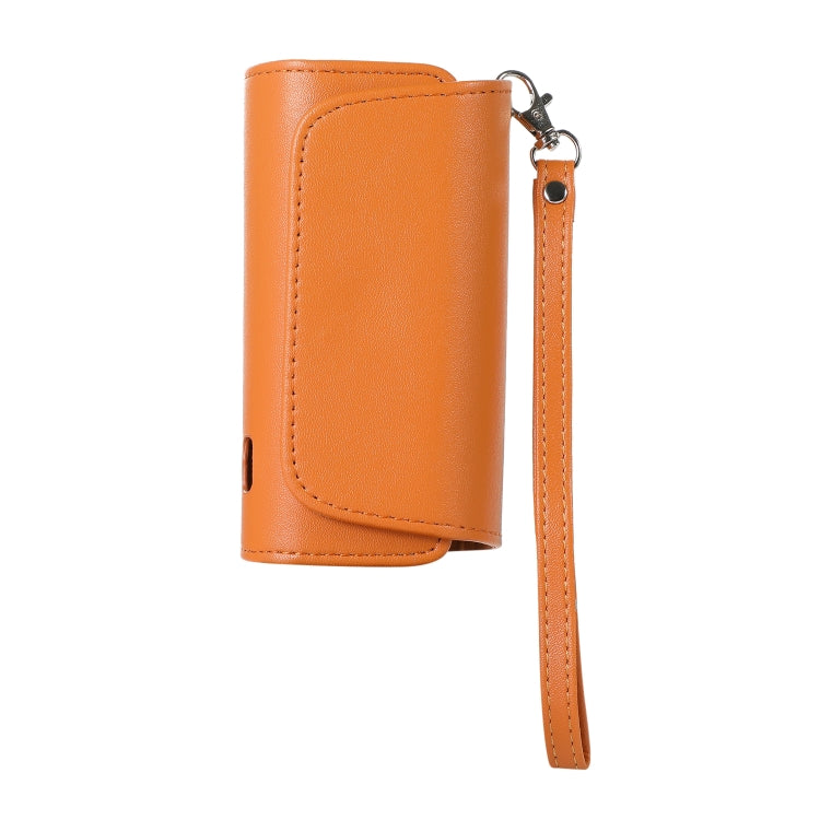Orange portable electronic cigarette case with wrist strap and snap closure