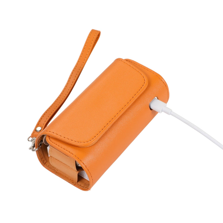 Orange portable electronic cigarette case with wrist strap, side zipper pocket