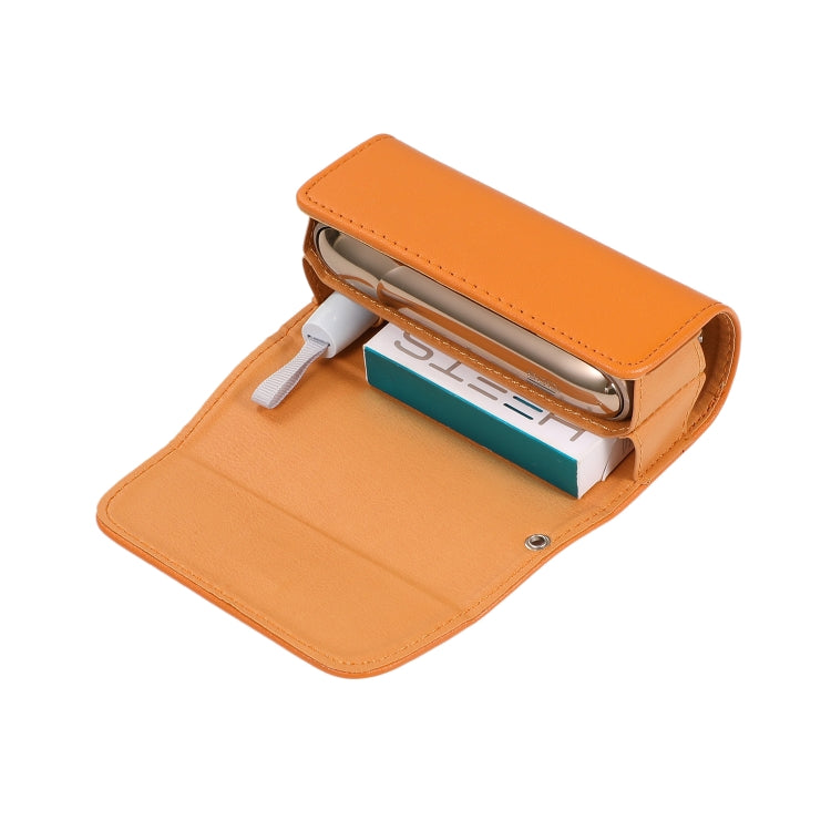 Orange portable electronic cigarette case open with inner storage flap