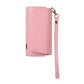 Pink portable electronic cigarette case with wrist strap and snap closure