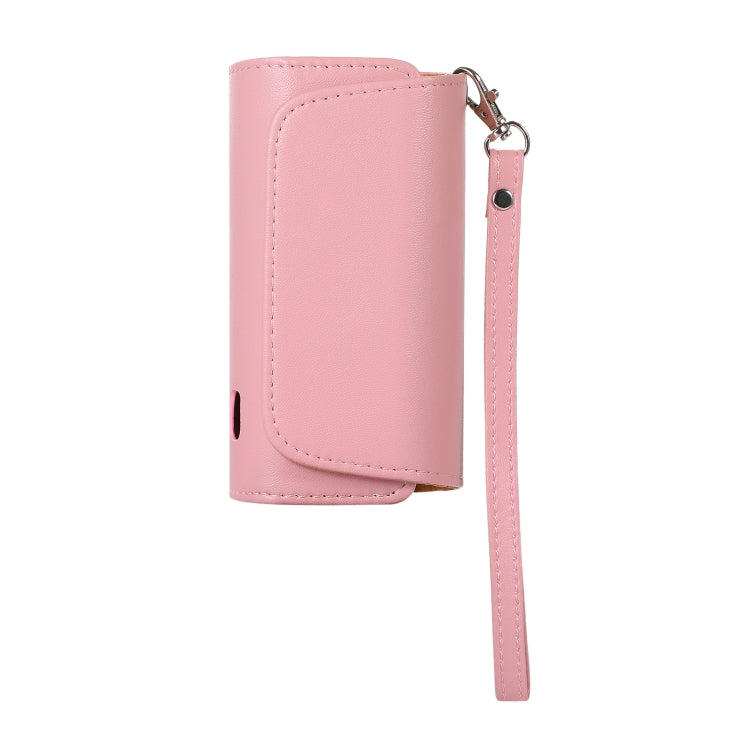 Pink portable electronic cigarette case with wrist strap and snap closure