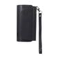 Black portable electronic cigarette case with wrist strap and stitched front panel