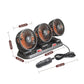 Three-head rotating car fan with measurements and power cord