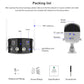 Dual-lens outdoor security camera diagram showing lens, WiFi antenna, reset and speaker