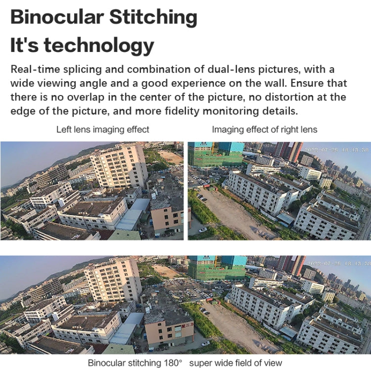 Security camera stitching feature with dual-lens imagery comparison