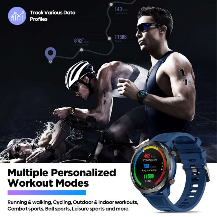 Black Zeblaze Stratos 2 Lite smart watch with round display and black sports strap