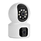 Dual-lens wireless smart PTZ security camera, front view with LED ring and dual lens modules