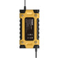 Yellow AC/DC battery charger power unit with mounting corners and cable inlet