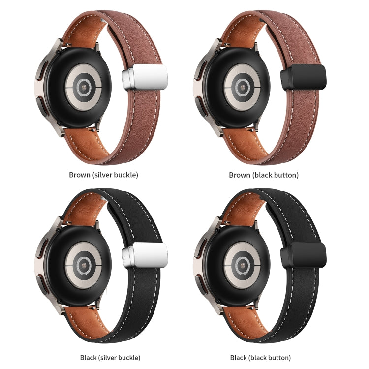 Four folding genuine leather watch bands showing silver buckle or black buckle options.