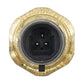Fuel pressure sensor electrical face with 4-pin black connector and brass rim