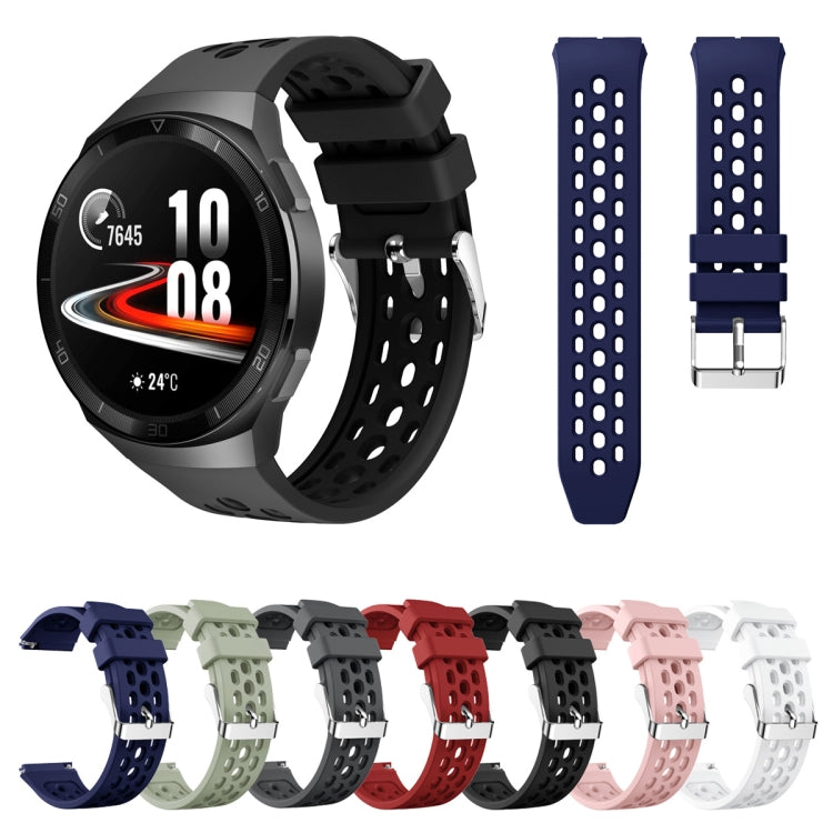 Silicone watch band set with perforated straps in multiple colors and metal buckles