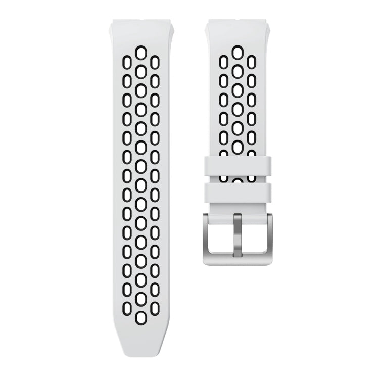 Silicone watch band strap, white perforated design with metal buckle, for Huawei Watch GT 2e