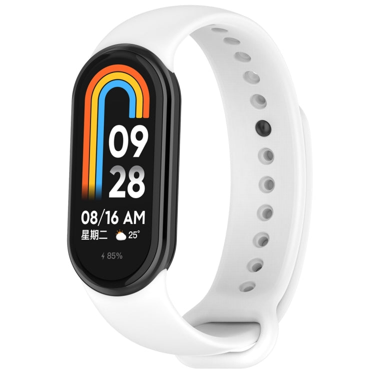White silicone smartwatch band with oval tracker body, perforated holes