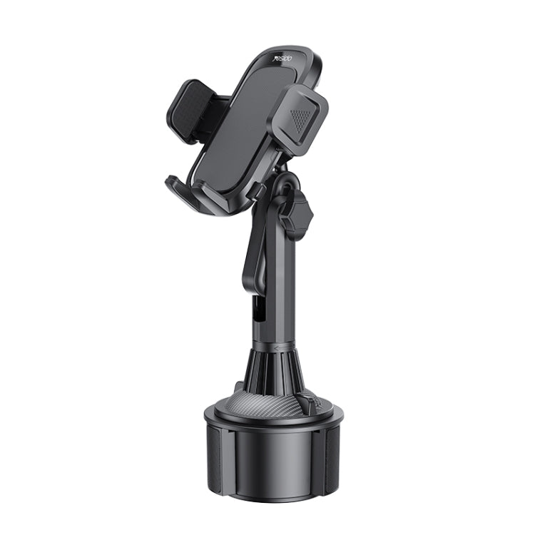 Car cup holder phone mount with adjustable clamp and cradle, black/gray