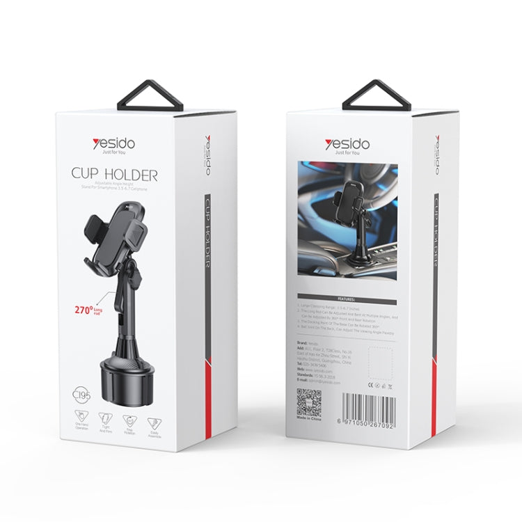 Car cup holder box with phone bracket mount, Yesido C195