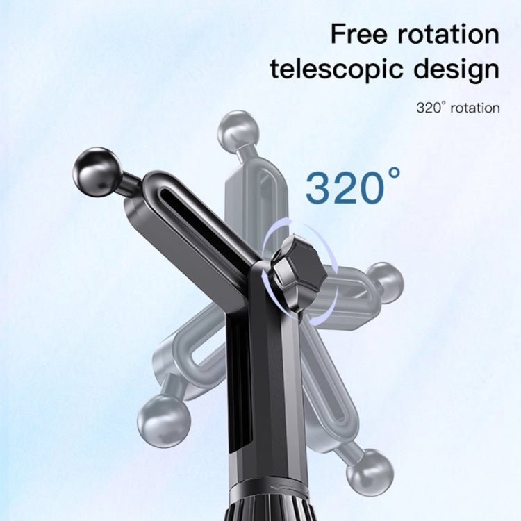 Telescopic phone mount with free-rotation ball joint, black cradle