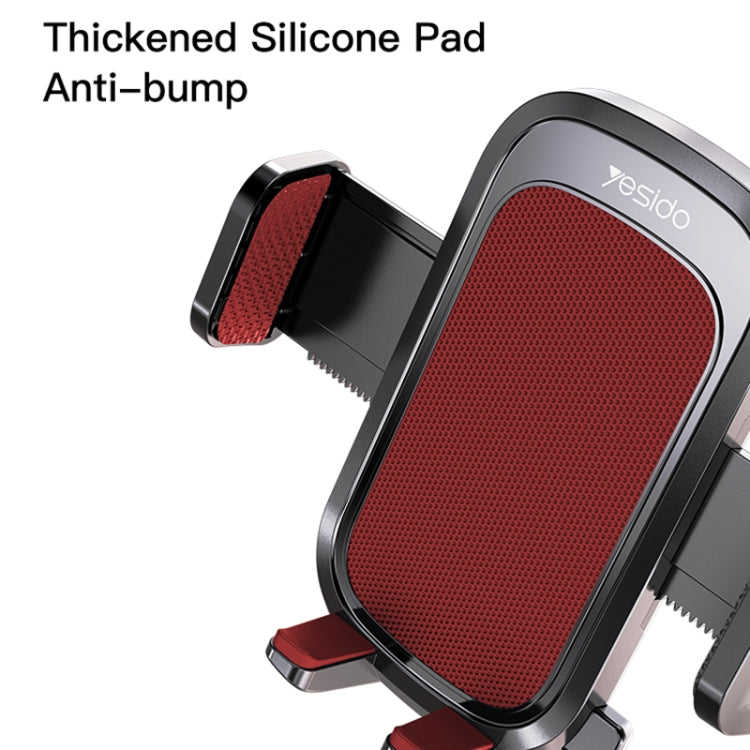 Phone holder with thickened silicone anti-bump pads, red mesh grip