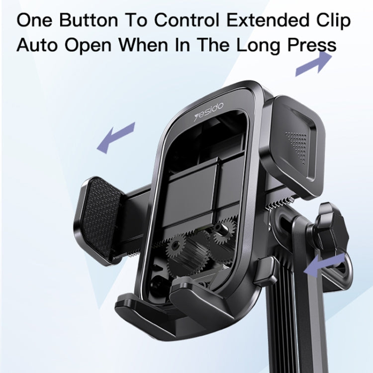 Phone mount cradle with one-button extended clip for auto opening, black