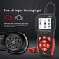 Handheld OBD2 diagnostic scanner with red/black keypad and OBD connector plug