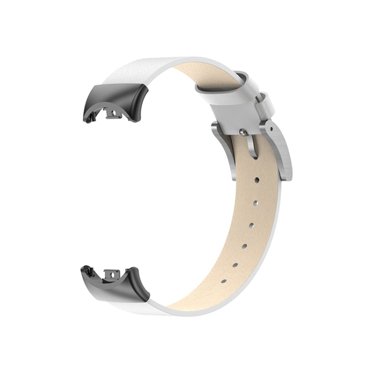 Leather replacement watch band parts for Xiaomi Mi Band 8, dark clasp and tan band