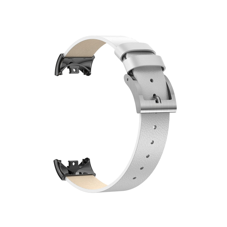 Leather replacement watch band parts for Xiaomi Mi Band 8, grey strap with dark clasp
