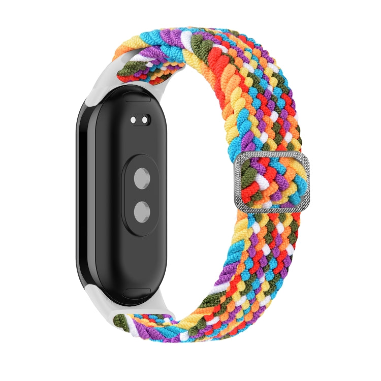 Rainbow braided nylon watch band with adjustable clasp for Xiaomi Mi Band 8