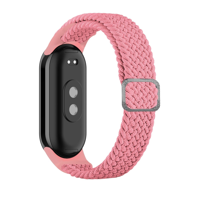 Light pink braided nylon watch band with adjustable clasp for Xiaomi Mi Band 8