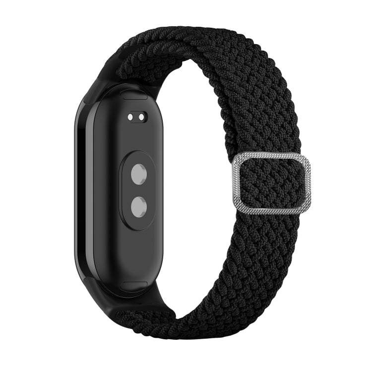 Black braided nylon watch band with adjustable clasp for Xiaomi Mi Band 8
