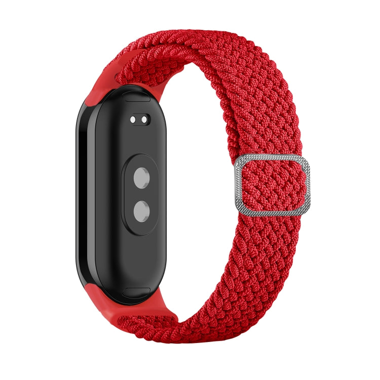 Red braided nylon watch band with adjustable clasp for Xiaomi Mi Band 8