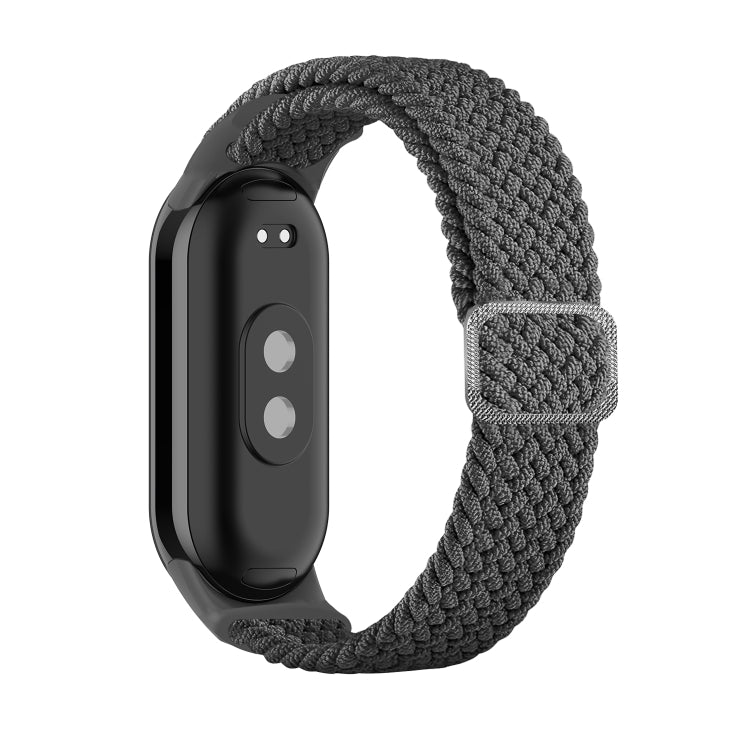 Dark gray braided nylon watch band with adjustable clasp for Xiaomi Mi Band 8