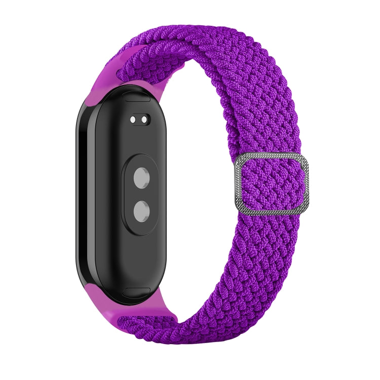 Purple braided nylon watch band with adjustable clasp for Xiaomi Mi Band 8