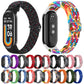 Nylon braided elastic watch bands in black red speckle and rainbow colors for Mi Band 8