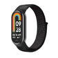 Loop nylon watch band in black, textured woven strap with loop pins