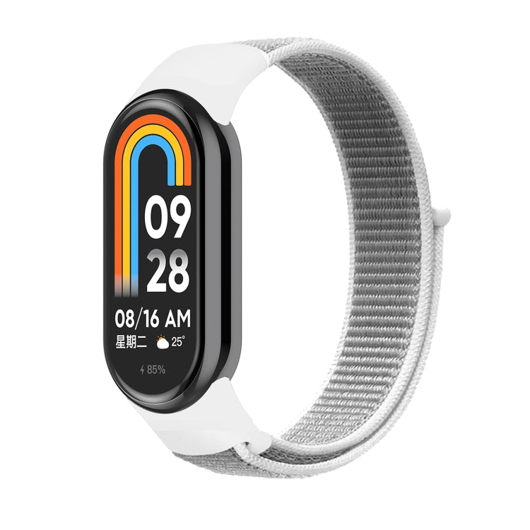 Loop nylon watch band in white, soft woven strap with loop pins