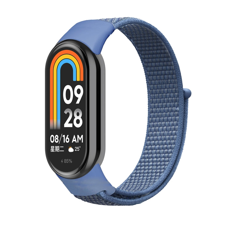 Loop nylon watch band in blue, woven strap with loop pins