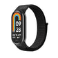 Loop nylon watch band in dark black, textured woven strap with loop pins