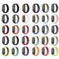 Assorted loop nylon watch bands in many colors with black smartwatch displays