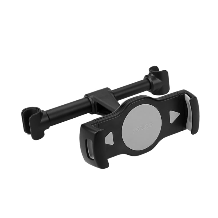 Rear seat tablet holder with adjustable black clamp and support bar