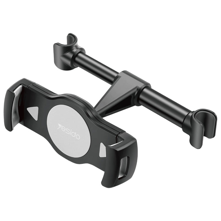 Rear seat tablet holder showing side clamp arms and long support pole