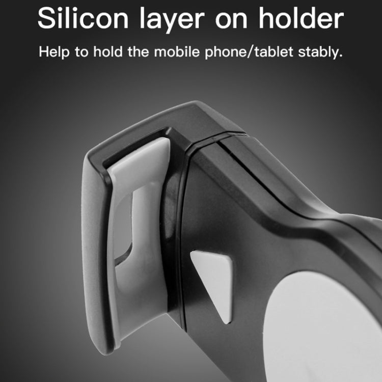 Tablet holder cradle with silicone grip pads, black plastic and white insert