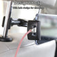 Seat mount clip with cable charging cutout on tablet holder, black