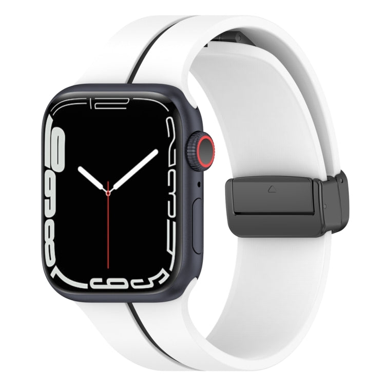 Two-color folding buckle silicone watch band, white and black
