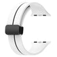 Two-color folding buckle silicone watch band, white and black, side view