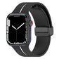 Silicone watch band with folding buckle, black with white accent, for Apple Watch